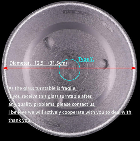 12.5" Microwave Turntable Glass Plate Replacement for Panasonic 12570000008334 & Frigidaire 5304509437 - Y-Bottom General, Heat-Resistant & Univer...