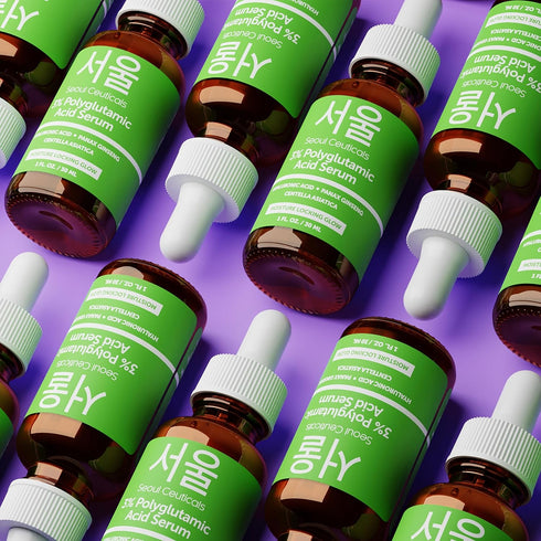 SeoulCeuticals Organic Polyglutamic Acid Serum - Korean Skin Care + Hyaluronic Acid + Centella Asiatica - K Beauty Anti Aging - Healthy Glowing Sk...