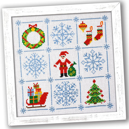 Povitrulya Counted Cross Stitch Kit 'Merry Christmas' - Easy-to-do Embroidery Sampler Set for The Christmas and New Year Holidays, Encouragement, ...
