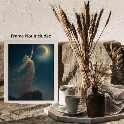 Posterizer 1 pcs-ethereal dreamy woman reaching for the moon-Fantasy & Fiction Art-Gift for Men Women Teens-Living Room Bedroom Decor- unframed wa...