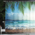 Ambesonne Ocean Shower Curtain, Palms Tropical Island Summer Beach Foamy Sea Water Maldives Idyllic Photography, Cloth Fabric Bathroom Decor Set w...