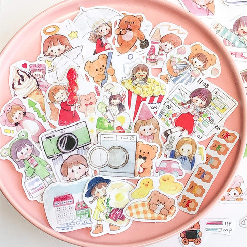 Alideco 160Pcs Cute Journal Stickers Kawaii Girls People Bulk Scrapbooking Stickers for journaling DIY Crafts Embelishment Decoration Diary Sticke...