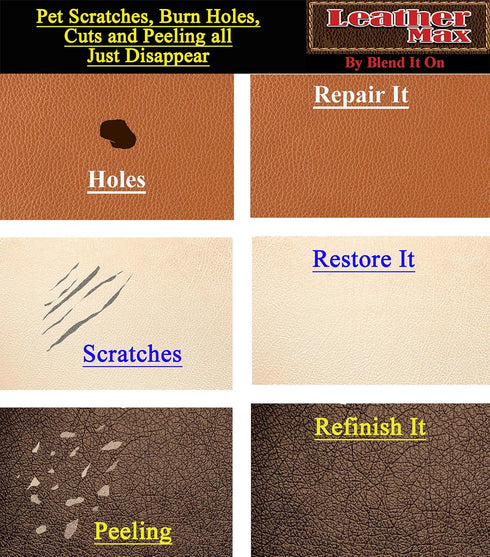 Leather Max Quick Blend Refinish and Repair Kit, Restore Couches, Recolor Furniture & Repair Car Seats, Jackets, Sofa, Boots / 3 Color Shades to B...