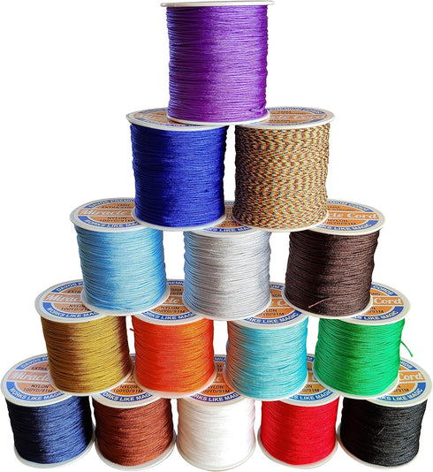1mm Nylon Cord Multi-Use Extra Strong Braided Thread Jewelry Necklace Bracelet Making String Beading Crafting Cording Arts Crafts DIY (White, 100 ...