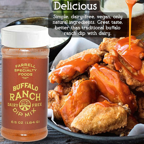 Dairy Free Bu?alo Ranch Dip Mix by Farrell Specialty Foods – Dairy, Egg, Soy, Nut, & Sugar Free – Delicious Dip Mix & Seasoning (Keto & Vegan Frie...