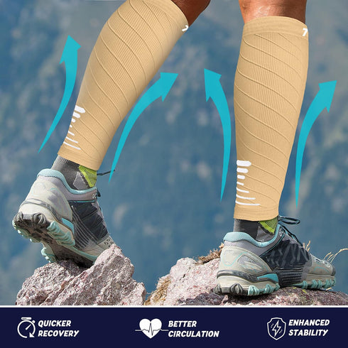 Calf Compression Sleeve for Men Women (2 Pairs), Leg Support Footless Compression Socks for Running - Shin Splint Varicose Veins Swelling & Pain R...