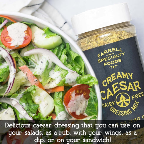 Dairy Free Creamy Caesar Dressing Mix by Farrell Specialty Foods – Dairy, Egg, Soy, Nut, & Sugar Free – Delicious Salad Dressing & Seasoning (Vega...