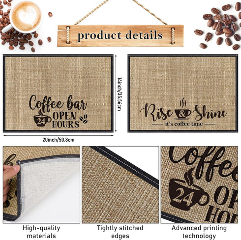 Cunhill 2 Pieces Coffee Bar Mat,Coffee Bar Accessories 20 x 14 Inch Coffee Bar Decoration Coffee Placemats for Coffee Machine, Coffee Bar, Counter...