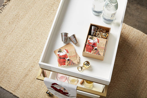 Mud Pie Christmas Holiday Bar Gift Set, napkins 5" sq | opener 3 1/2" x 2" | shot 2 1/2" oz...