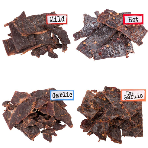 Strollo's Beef Jerky Sampler - Variety 4 Pack (1 of each flavor) Low Sodium, Low Carb, Low Sugar - Made with all Natural USA Beef, USDA Certified...