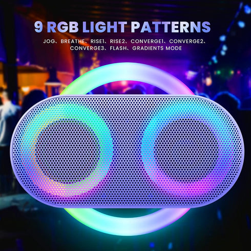 Portable Bluetooth Speakers with Lights,Teenager Gifts Speaker with Bass, 15W, IPX7 Waterproof, Bluetooth 5.3, 24H Playtime, Built-in MIC, TWS Por...