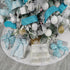 HUIHUANG Blue Ribbon for Christmas Tree, Christmas Blue and Silver Wired Christmas Ribbons for X-mas Tree, Wreath, Garland, Bows, Home Decor, Gift...