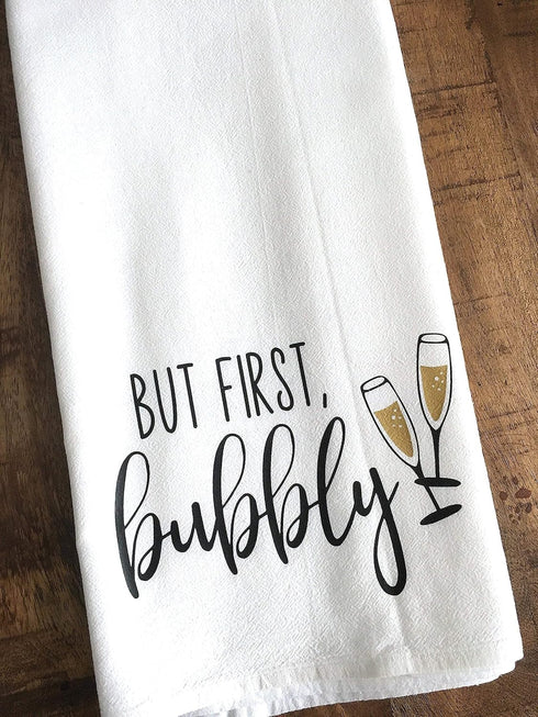 Handmade Funny Kitchen Towel - 100% Cotton Funny Hand Bar Towels for Champagne Celebrations - 28x28 Inch Perfect for Hostess Housewarming Christma...