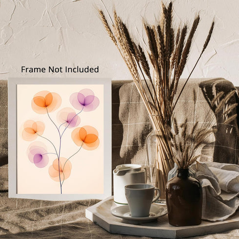 Posterizer 1 pcs-minimalist dainty flowers in orange and purple art 4-Abstract & Modern Art-Floral & Botanical Art-Chic Home Decor- unframed wall ...