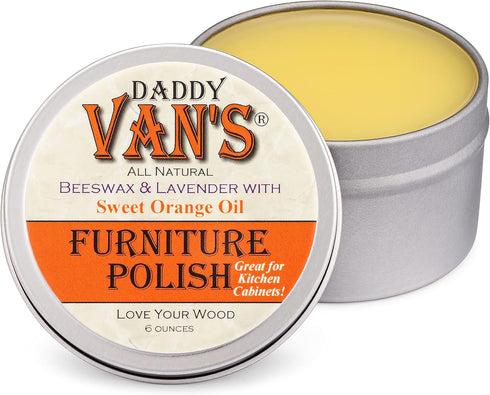 Daddy Van's Beeswax Furniture Polish – Natural Wood Polish with Lavender & Sweet Orange Oil – Non-Toxic, Chemical-Free, Eco-Friendly Wood Conditio...