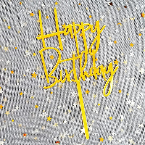 Happy Birthday Cake Topper for Birthday Party Decorations - Mirror Gold Acrylic...