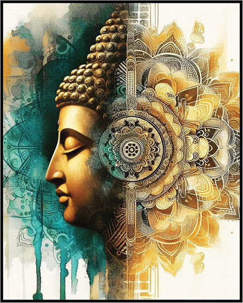 Posterizer 1 pcs-Gold Buddha-Zen Pastel Mandala Poster-Abstract & Modern Art-Religious Posters-Gift For Buddhism Meditation philosophy Fans- unfra...