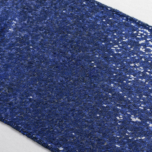 ShiDianYi 12''x72'' Navy Blue Sequin Table Runner - Sparkly Metallic Sequin Runner for Wedding, Bridal Shower, Dinner Party, Ready to Ship!...