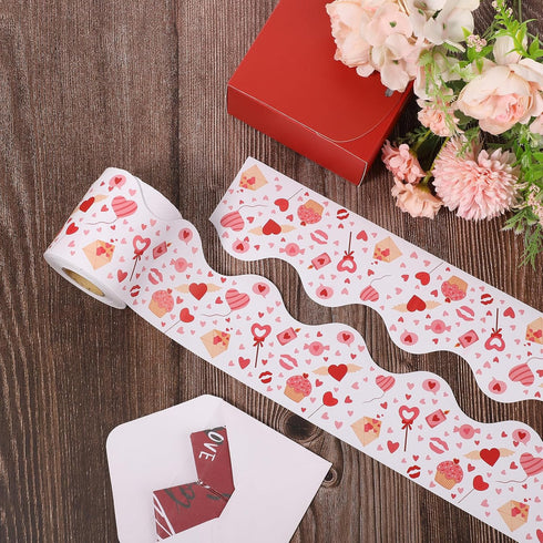 Valentines Day Bulletin Board Borders, 65.6 feet Self-Adhesive Heart Bulletin Board Borders Decorative Bulletin Trim Border Bulletin Board Sticker...