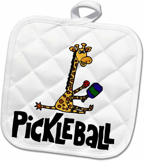 3D Rose Funny Giraffe Holding Pickleball Paddle Pot Holder, 8 x 8...
