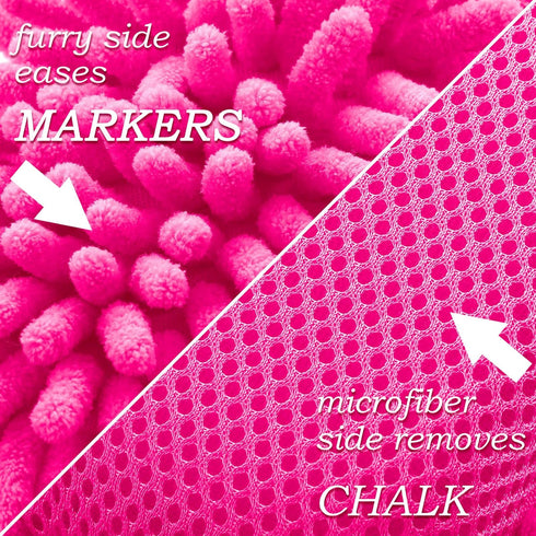 2 Pieces Microfiber Shag Whiteboard Eraser Dry Erase Eraser Washable Board Eraser for Chalk, Markers, Classroom, Home and Office (Grey, Pink)...