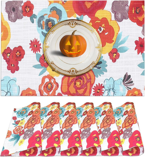 Ruvanti Placemats 100% Cotton 13x19 Inch, Dining Table Placemats Set of 6, Modern Place Mats for Dining Table Decor, Kitchen & Table Linens, Coffe...