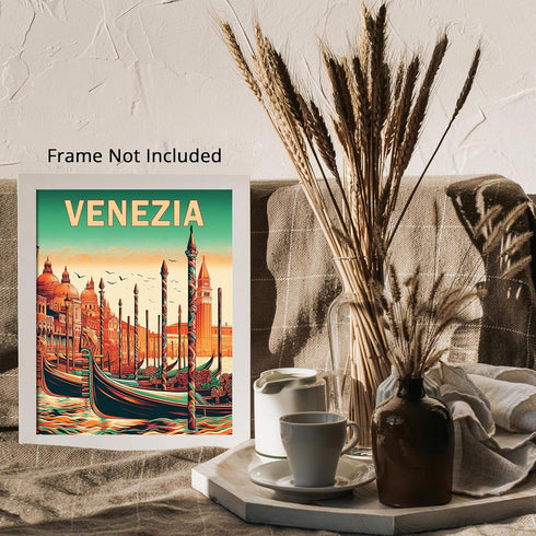 Posterizer 1 pcs-talian Venezia Venice Gondola Italy Travel Poster-Adventure Wall Art-GIft for Men Women Teens-Decor for Home & Office- unframed w...