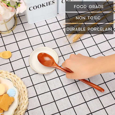 2 Pieces Gold Trim Ceramic Spoon Rest for kitchen,4 Inches Spoon Holder for Stove Top Spatula Holder, Coffee Spoon Rest Cradle, Kitchen Utensils A...