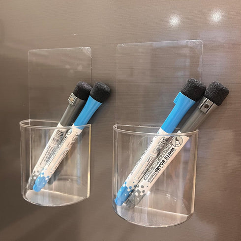 Dry Erase Marker Holder(2 Pack+4 Marker), Removable Wall Pen Holder, Dry Erase Pen Holder for any smooth glossy surfaces...