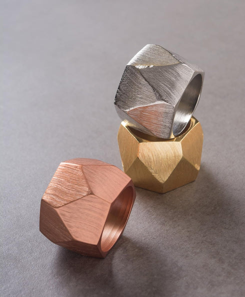 DII Decorative Geometric Napkin Ring Set, Triangle Band Gold, 6 Count...