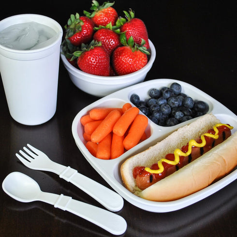 Re-Play - 4 Pack 7.37" Divided Plates with Deep Sides for Baby, Toddler & Child Feeding - BPA Free - Made in USA from Recycled Milk Jugs - Modern ...