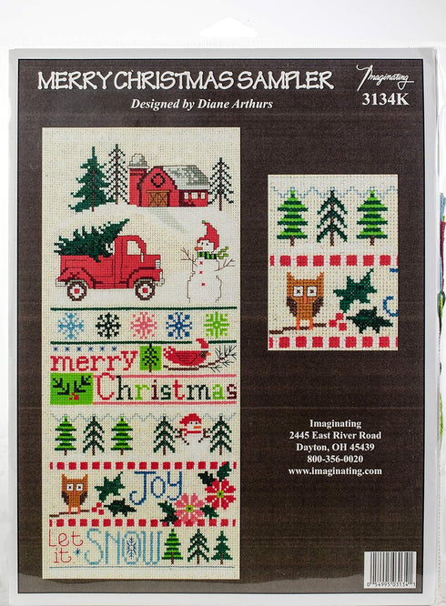 M & R Technologies 5.5" x 13" Merry Christmas Sampler 14 Imaginating Counted Cross Stitch Kit, Multicolor...
