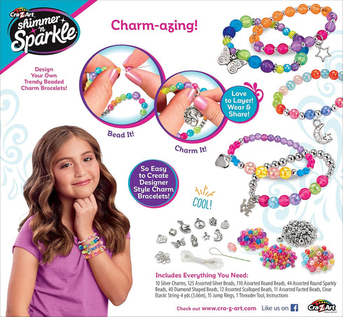 Shimmer 'n Sparkle Charm & Bead Bracelet Maker by CRA-Z-Art – DIY Beaded Charm Friendship Bracelet Making Kit...