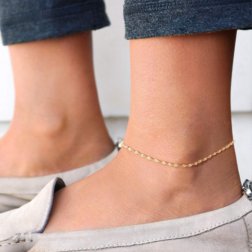 BENEIGE Gold Rope Chain Anklet,14k Gold Plated Dainty Ankle Bracelet Handmade Foot Chain For Women...