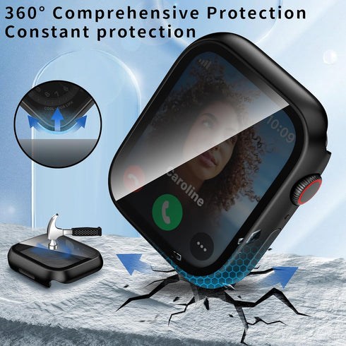 Waterproof Privacy Case Compatible with Apple Watch Series 9/8/7 45mm with Anti-peep Screen Protector, iWatch Face Cover Protective Bumper for iWa...