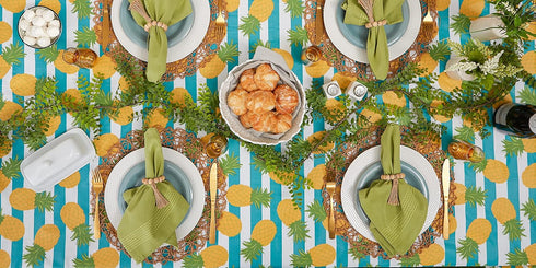 DII Flannel Backed Outdoor Vinyl Collection, Machine Washable, 60 x 120, Pineapple...