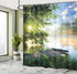 Ambesonne Landscape Shower Curtain, Fishing Pier by River in The Morning Clouds and Trees Nature Image, Cloth Fabric Bathroom Decor Set with Hooks...