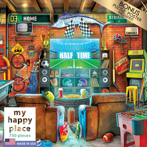 RoseArt - My Happy Place - Man Cave - 750 Piece Jigsaw Puzzle for Adults...