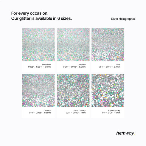 Hemway Craft Glitter - Silver Holographic | 100g Fine Metallic Sequin Flakes for Resin & Epoxy Crafts | Supplies for Tumblers, Cards, Jewellery, C...