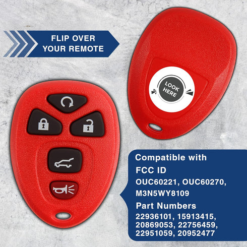 2X KeylessOption Key Fob Replacement for 2007 2008 2009 2010 2011 2012 2013 2014 2015 2016 2017 Buick Cadillac Chevrolet Chevy GMC Saturn Remote, ...