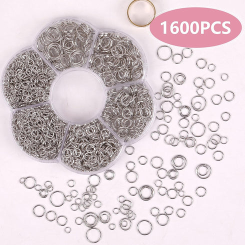 YAKA 1600Pcs 6 Different Sizes Open Jump Rings,5mm 6mm 7mm 8mm 9mm 10mm Ring Jewelry Keychain for Jewelry Making Accessories,1Pcs Jump Ring Open/C...
