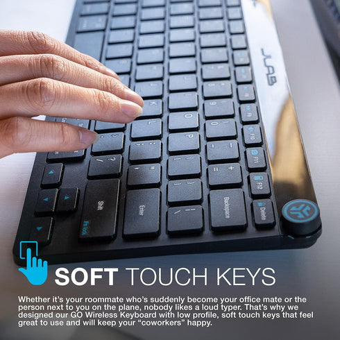 JLab Go Wireless Keyboard, Black, Connect Via Bluetooth or USB Wireless Dongle, Multi-Device Ultra-Compact for a Minimalist or Portable Set-Up (1 ...
