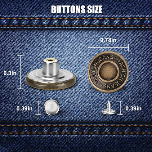 40 Sets Jeans Button Replacement 20mm, Premium Denim Buttons, Pants Button Replacement with Split Storage Box?Suitable for Jeans, Denim, Skirts, B...
