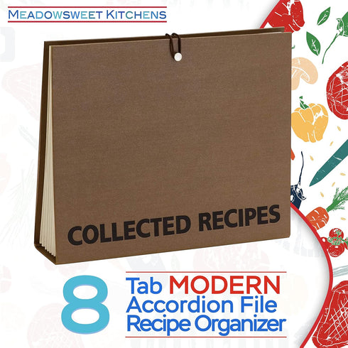 Meadowsweet Kitchens Recipe Binder - Recipe Book to Write in Your Own Recipes with Dividers | Accordion Style File Organizer for Recipe Cards, Cli...