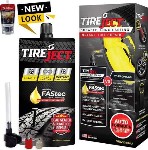 TireJect Automotive Full-Size Truck/SUV 2-in-1 Tire Sealant & Bead Sealer Kit for tire Repair of leaks and punctures...