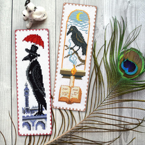 Rainy day' Counted Cross Stitch Bookmark Kit for Adults - DIY Embroidery Book Marker Set with Paper Pattern, 16 Count Aida Canvas and Pre-Sorted ...