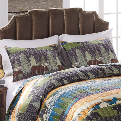 Greenland Home Black Bear Lodge Pillow Sham, Standard, Multicolored...