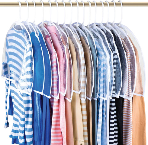 Handy Laundry Clear Vinyl Shoulder Covers – Set of 16 – Garment Protectors Keep your Suits, Dresses, Blouses, & Dust Free. Protect and Store your ...