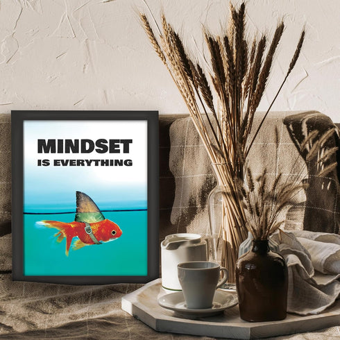 Posterizer 1 pcs-Mindset is Everything-shark goldfish-Motivational & Inspirational Girls room art-Decor for Bedroom, Office- UNFRAMED Wall Art...