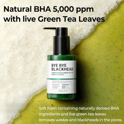 SOME BY MI Bye Bye Blackhead 30 Days Miracle Green Tea Tox Bubble Cleanser - 4.23 Oz, 120g - Made from Green Tea Extract - Mild Daily Face Wash fo...